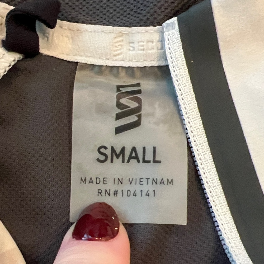 Second Skin - Women's Gray and Cream Quarter-Zip Hoodie - Picture 3 of 6